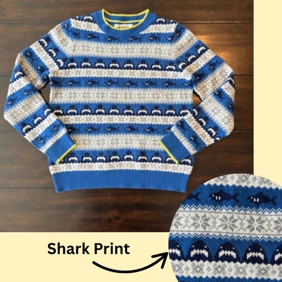 Mini Boden Shark All Over Fairisle Sweater - Picture 1 of 8